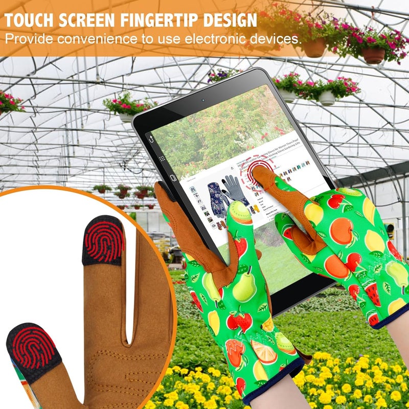 MERTURN Store Leather Gardening Gloves for Women Thorn Proof Garden Gloves Touch Screen Working Gloves Gifts,M - Image 5